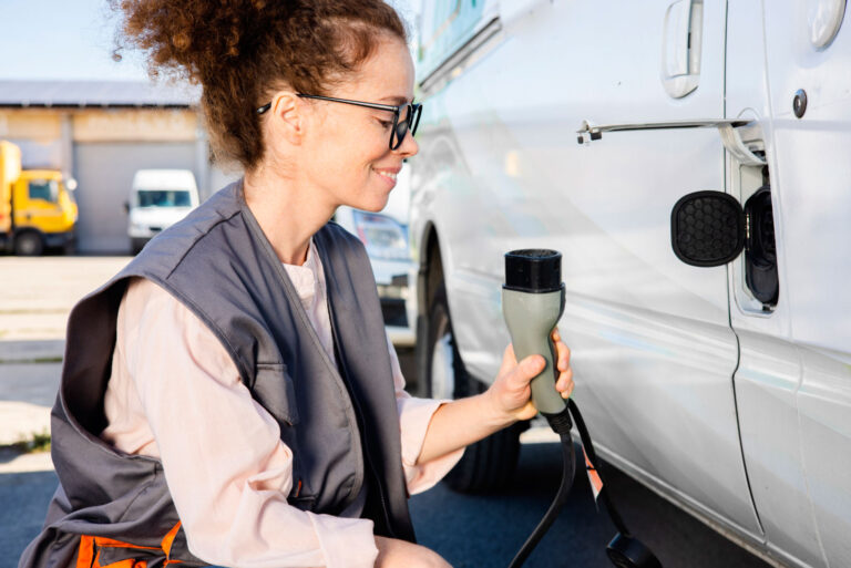 Fleet Women Owner Charging Your EV Truck