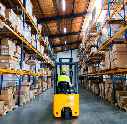 forklift in warehouse